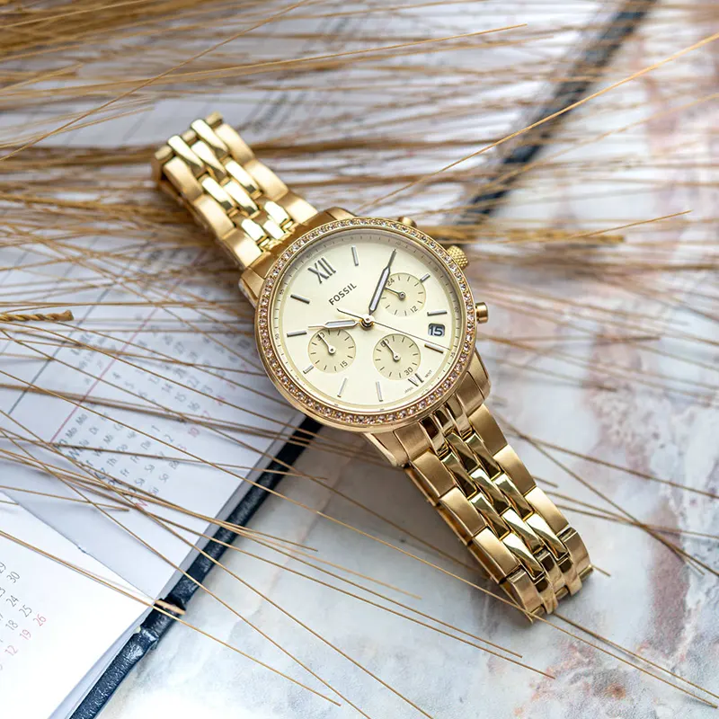 Fossil Neutra Chronograph Gold Dial Ladies Watch- ES5219